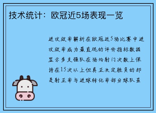 技术统计：欧冠近5场表现一览
